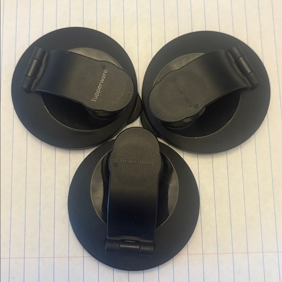 Set of 3 Black Tupperware Flip Top Drinking Seal - Lids - BRAND NEW - Picture 4 of 5
